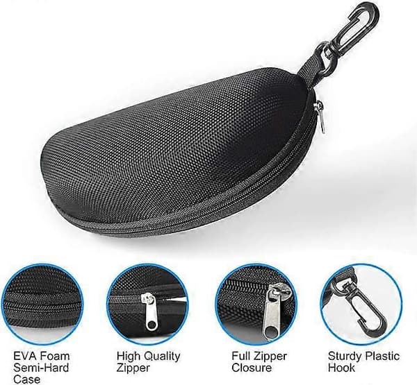 Eyeglass Case, (2-pack) Hard Eyeglass Case for Women and Men, Portable Protective Box with Zipper