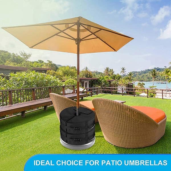 Umbrella Base Weight Bag, Round Patio Umbrella Base Removable Windproof Fixed Sandbag, For Beach Ga Black