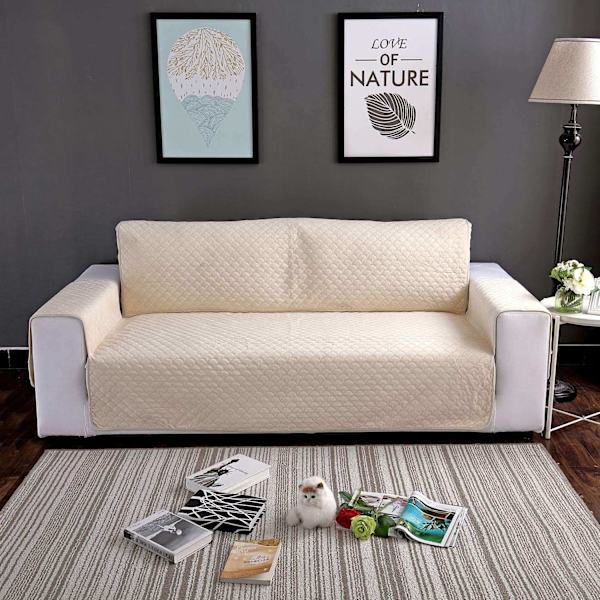 Halkskyddat sofföverdrag soffskydd fåtöljskydd soffskydd (Beige, 2-sits)