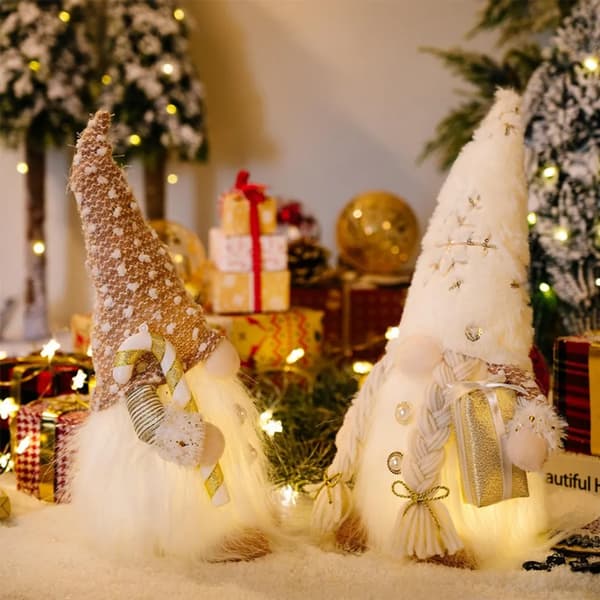 2x Juldekoration Tomte Svensk Tomte Jultomte med LED