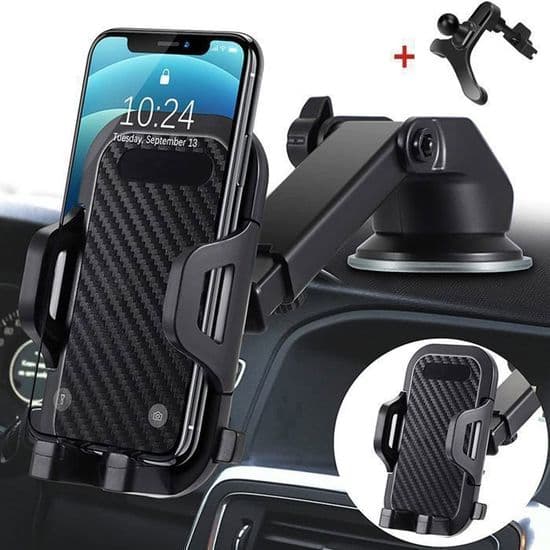 Biltelefonholder, 3-i-1 Universal Biltelefonholder Dashbord 360° Rotasjon for Smarttelefoner iPhone