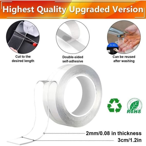 Reusable 6-meter Nano Tape, Washable Without Residue, Multifunctional Double-Sided Tape