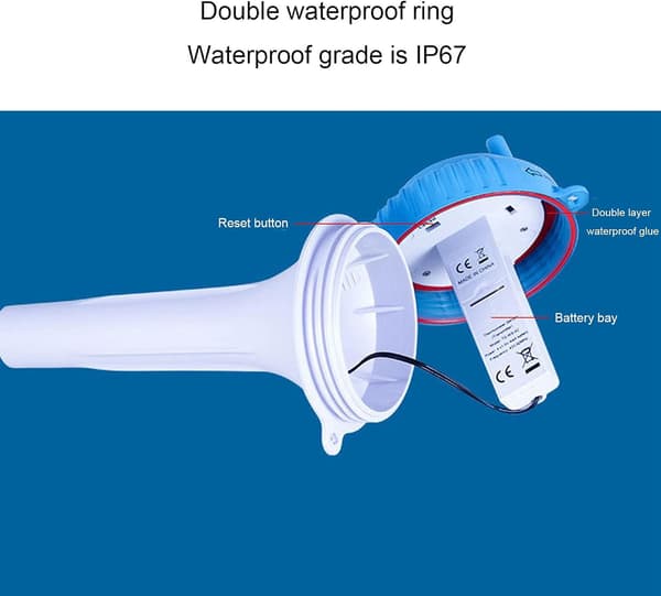 Enkel att läsa flytande pooltermometer, trådlös vattentermometer med solenergi för simning