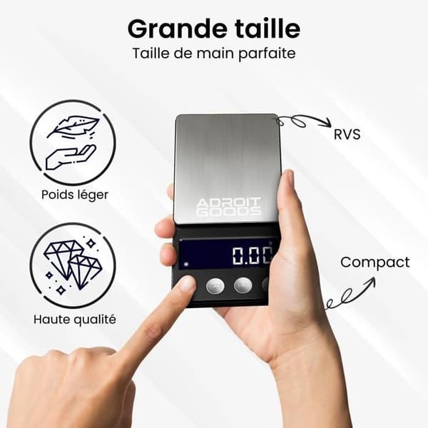 Mini genopladelig digital præcisionskøkkenvægt - 0,01 til 200 gram Sort