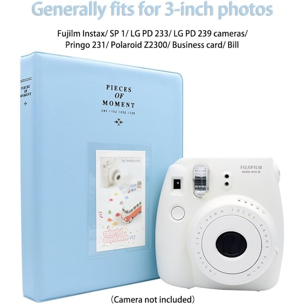2025 Lämpligt Mini-album i fickformat för Fujifilm Instax Mini 7s 8 8+ 9 25 26 50s 70 90 Instant Camera (Blå)