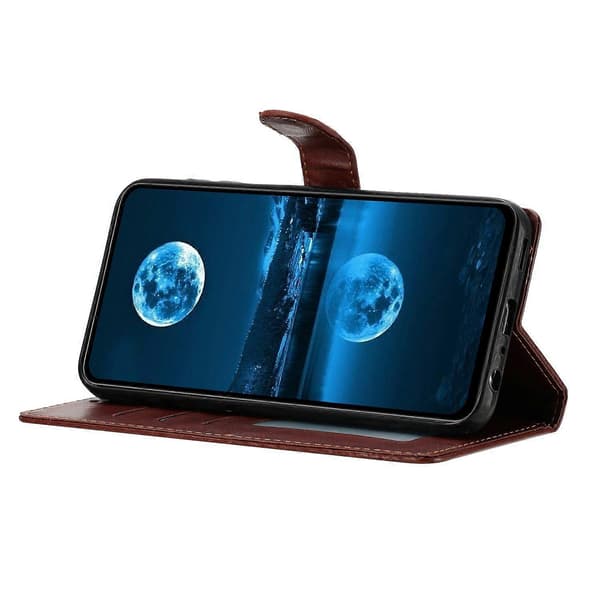 For Xiaomi 15T Leather Case Wallet Stand Phone Cover with Practical Strap Brown