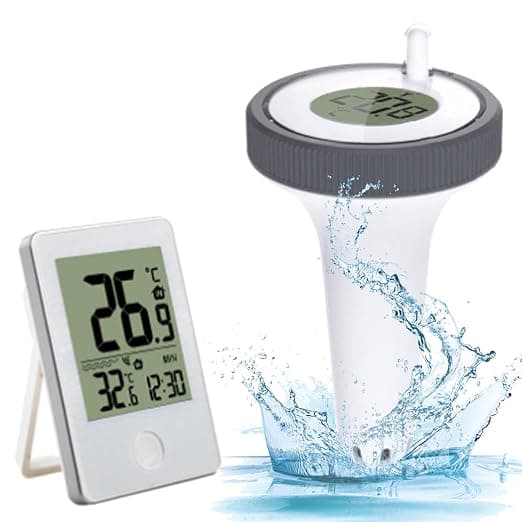 Digital trådløs flydende pooltermometer, vandtermometer, indendørs og udendørs pooltermometersæt, velegnet til swimmingpools, boblebade osv.