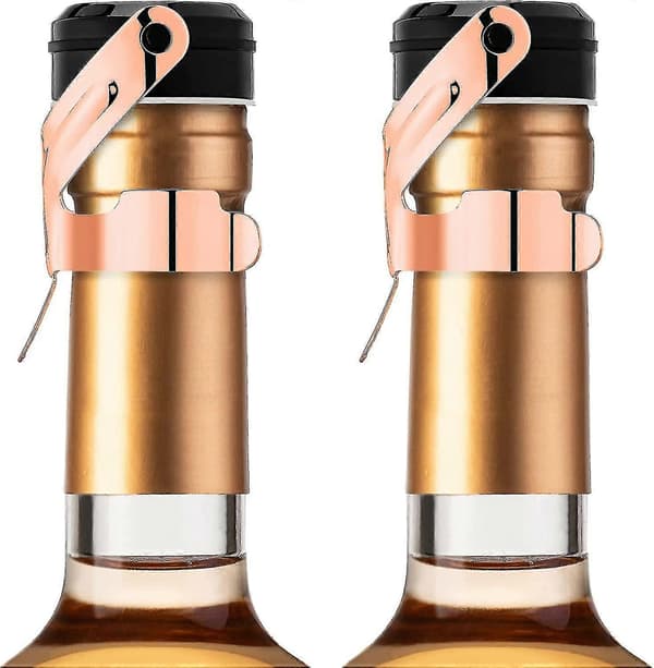 Clover Champagneforsegler, 2 stk. Champagneflaskepropper i rustfrit stål til Cava Prosecco Mousserende vin Abc