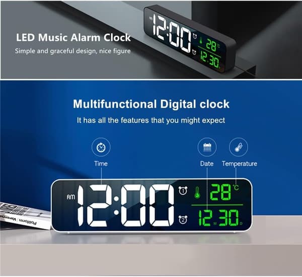 Digital klocka Stor display väckarklocka för vardagsrum kontor sovrumsdekoration LED elektronisk dat