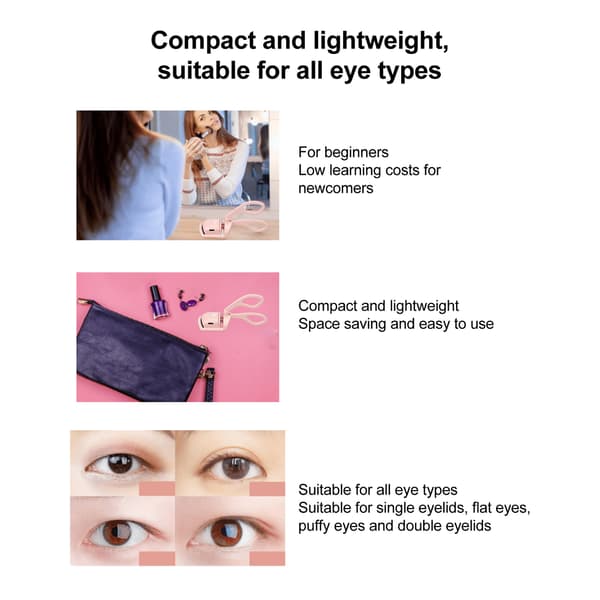 Electric Eyelash Curler, Rechargeable, Heated Eyelash Curler, Long-lasting, 2 Temperature Modes, Eyelash Tool