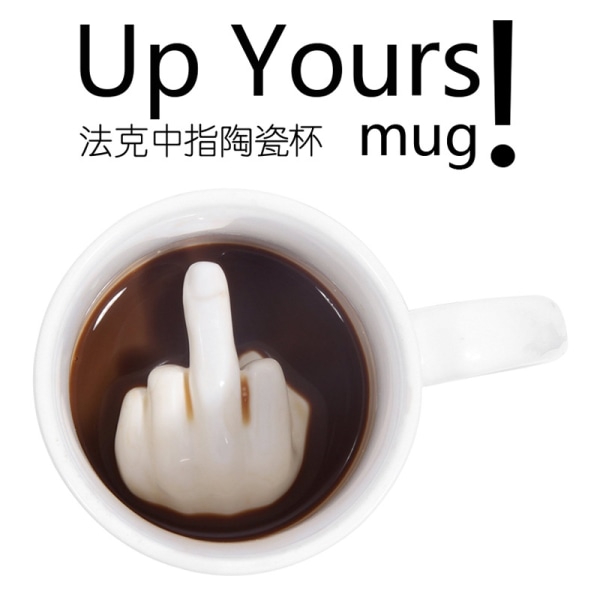 Kreativ rolig falsk kopp finger mittfinger kaffekopp parodi personlighet 3D tredimensionell enkel