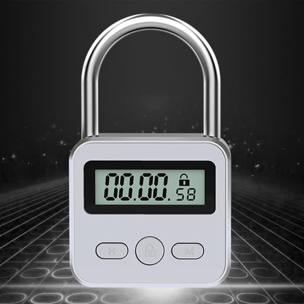 Metall Timerlås LCD-display Multifunktionell Elektronisk Tid 99 Timmar Max Timing USB Uppladdningsbar Timer Hänglåssilver