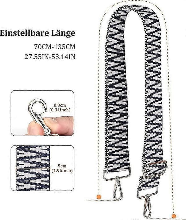 Justerbar väskrem 5 cm bred axelrem för handväska axelrem med karbinhake gåva