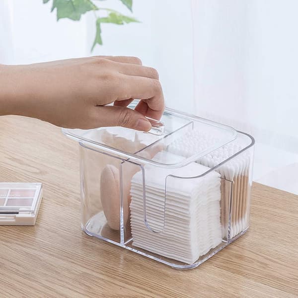 Bomullstussarhållare Bomullsplattor Hållare Organizer Dispenser Förvaringsburk