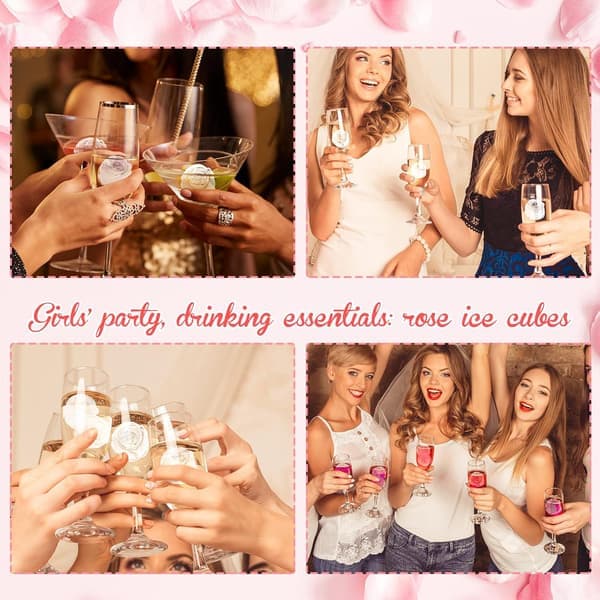 2-pack 3D Ros Isform Set - 3,5 cm Silikon Blomsterisbitsform för Whisky, Cocktails, Juice, Diskmaskinssäker (Rosa & Grön)