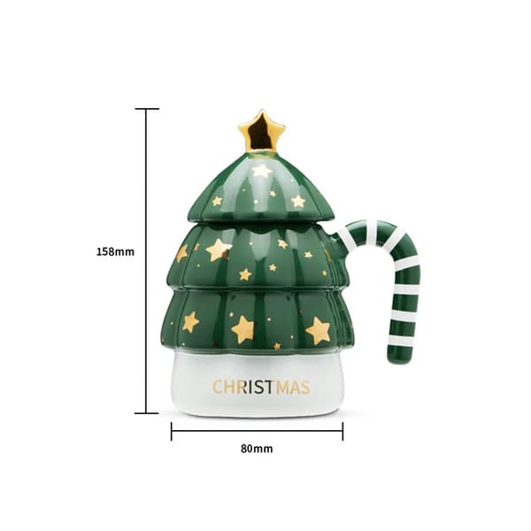 450 ml julgransformad kreativ julmugg med lock, keramikmugg, kaffekopp red
