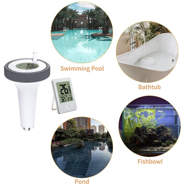 Digital trådløs flydende pooltermometer, vandtermometer, indendørs og udendørs pooltermometersæt, velegnet til swimmingpools, boblebade osv.