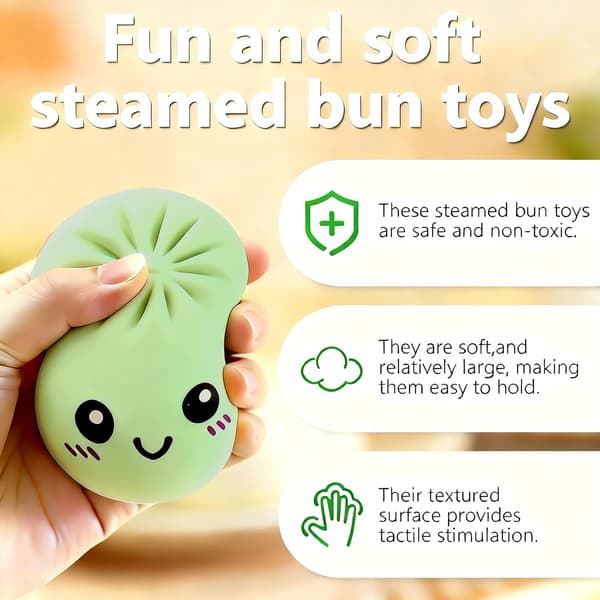 Dumpling Squishy Legetøj, Blødt Stressaflastende Klemmelegetøj i Melstil (Olivengrøn)