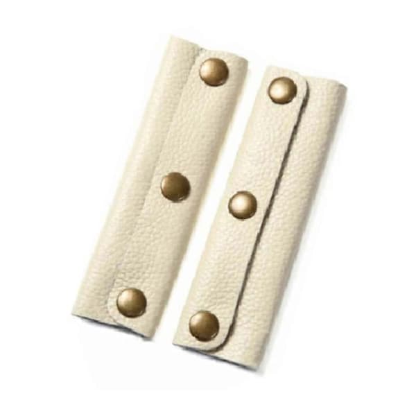 2 Pcs Bag Handle Covers Anti-strangle Hand Knobs Faux Leather Comfortable Feel Suitcase Handle Wrap Luggage Decor KAESI Beige