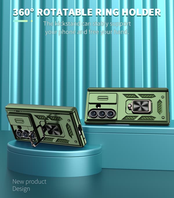 Kameraskyddsfodral med ringstativ för Samsung Galaxy Z Fold 7 Olive Green
