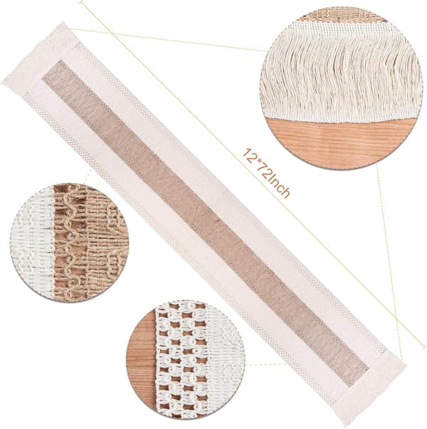 Macrame bordslöpare Naturlig Jute Bordslöpare, Splicing Bomull Boho Bordslöpare