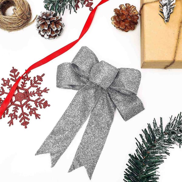 9-delars julband glitterrosetter julfestdekorationer (silver)