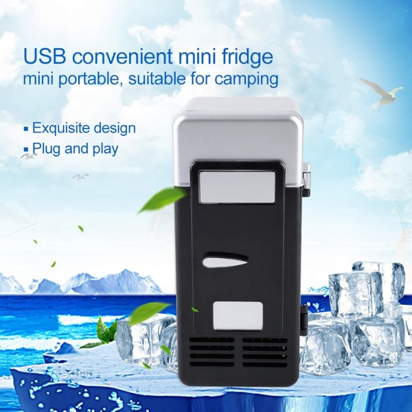2024 Lämplig LED Mini USB Kylskåp Bärbar USB Kylskåp Drycker Dryck Burkar Kylskåp & Värmare