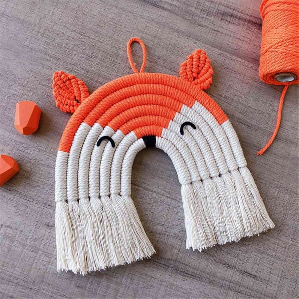 Macramé - Macramé väggbonad - Handgjord - Söta djur - Barnkalas väggdekor - Vägg