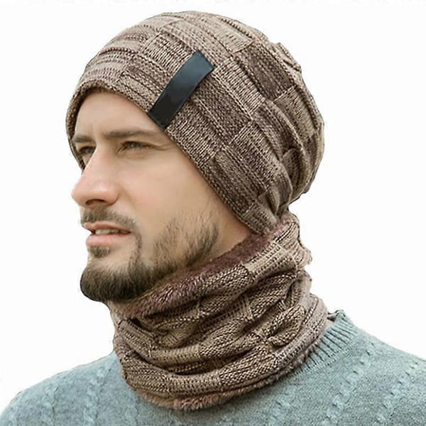 Fashion Vintermössa Hals Stickad Halsduk Mössa Stickad Varm Mössa...