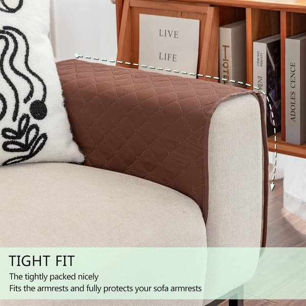 (Checked-Brown) Sofa Armrest Cover, Armchair Arm Protector