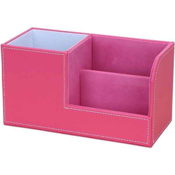 Multifunktionell skrivbordsorganisatör 3 förvaringsfack pennhållare (rosa)