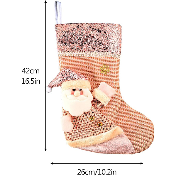Julstrumpor, 16 '' 3D Glitterdocka, Presentpåse, Barnstrumpor att hänga, Heminredning, Festtillbehör, A3