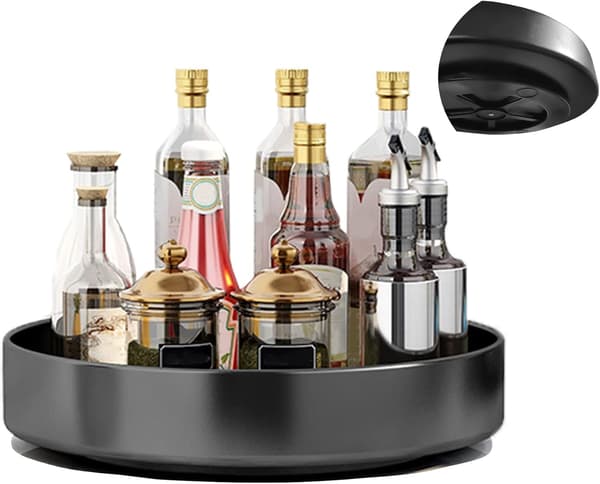 Rotating Large Metal Spice Rack, Cabinet Storage Rack, Kitchen Lazy Susan, Rotating Turntable, Countertop, Vertical Storage Rack, Single Layer