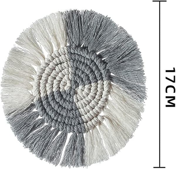 Flätad bomullsunderlägg, bohemisk underlägg, macrame underlägg set, bohemisk chic deco