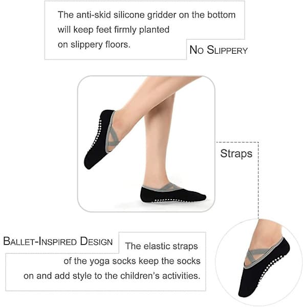 Yogasockor, 2-pack Acsergery present yogasockor och Pilates-sockor, halkfria dammodell