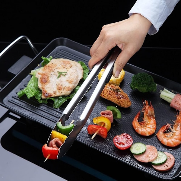 12 tum grilltång, grilltång i rostfritt stål, premium grilltång, metalltång för fast kött