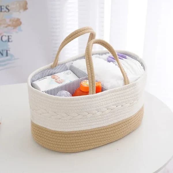 Baby Storage Basket Rope Diaper Caddy BROWN brown