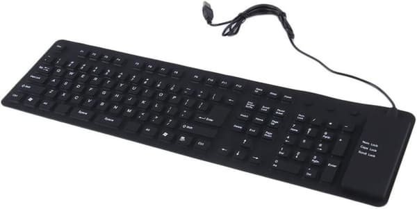 Silicone Keyboard, 109 Keys Waterproof Portable Flexible Keyboard, Foldable Silent Keyboard with USB 2.0 for PC Laptop (Black)