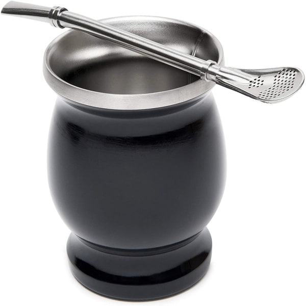 Dubbelväggig Mate Te Set Kaffe Vatten Mate Te Kopp med Sked