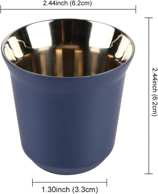 Kaffe Kopp Rostfritt Stål Espresso Kopp Dubbelskikts Isolering Kapsel Kaffe Kopp Mörkblå