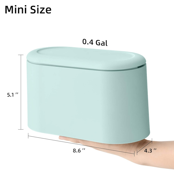 Mini skrivbordspapperskorg med skrivbordslock Liten papperskorg Kontor kan Plast Ljusgrön