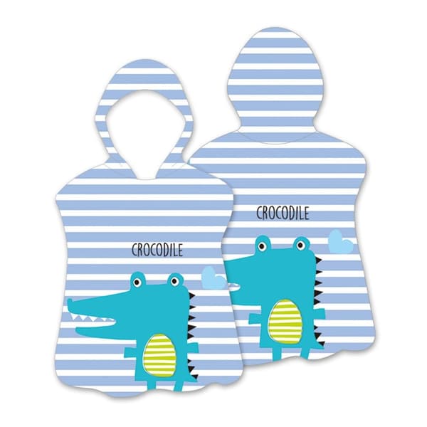 Hætte Kappe Badehåndklæde Badekåbe Poncho, 60x60cm - Stribet / Krokodille Blå blue