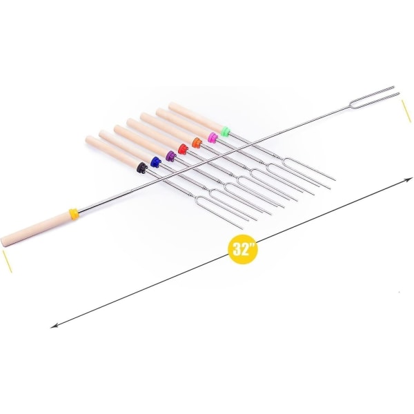 Marshmallow-grillspett - Bbq-utdragbara gafflar - 32-tums teleskopiska spett med trä