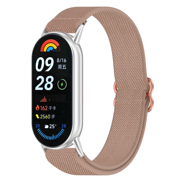 Xiaomi Mi Band 9/8/NFC Pustende Nylonarmbånd Rosa