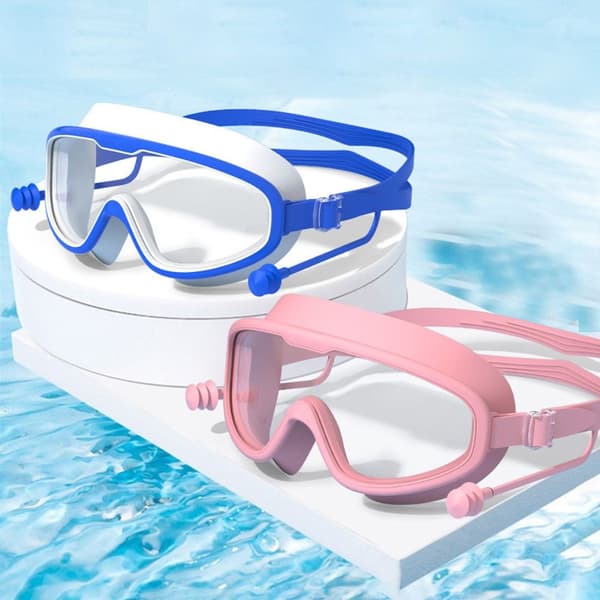 Lasten suuret uimalasit korvatulpilla blue white