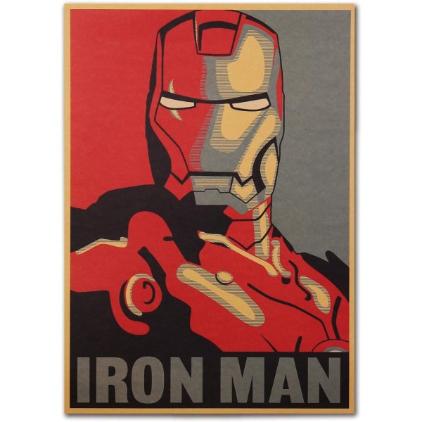 Vintage Marvel Superhero Iron Man Poster Retro 20 x 14 tum Unramad Marvel Posters Old Style Avengers Väggkonst Kraftpapper Iron Man Heminredning