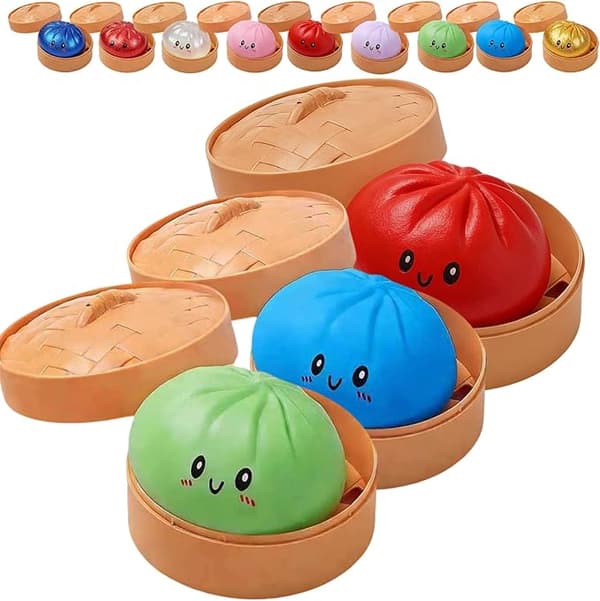 Glitter Dumpling, Glitter Dumpling Squishy med eske, Dumpling Sensorisk Klemmeleke for Stresslindring