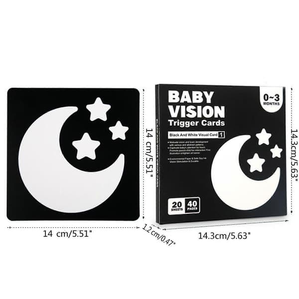 Baby Visual Stimulation Card Black White Visual Stimulation High Contrast Baby Flashcard Black White Card Newborn SET 4 SET 2