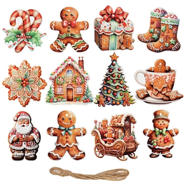 Pepparkaksgubbe 12-pack Julgransprydnadsset