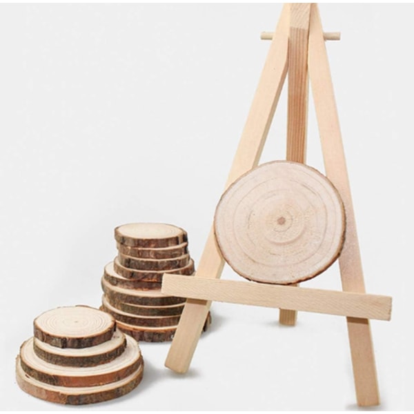 Naturliga träbrickor, råa naturliga borrade hål träcirklar för DIY, hantverk, juldekorationer 6-7 cm diameter